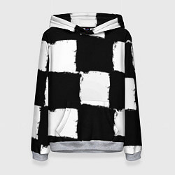 Женская толстовка Черные квадраты в виде шахматной доски