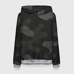 Толстовка-худи женская Черно-серый камуфляж, цвет: 3D-меланж