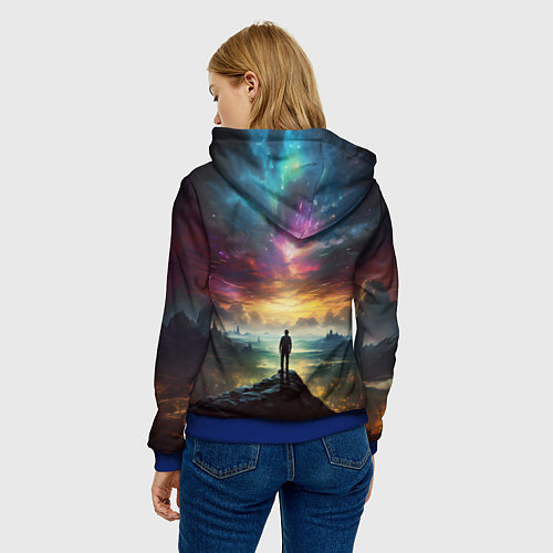 Женская толстовка Shocking the cosmos / 3D-Синий – фото 4