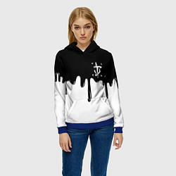 Толстовка-худи женская Doom logo жидкие краски, цвет: 3D-синий — фото 2