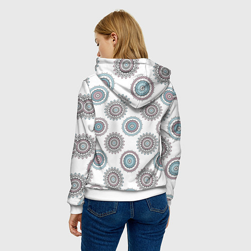 Женская толстовка Круглый разноцветный узор мандала / 3D-Белый – фото 4