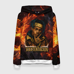 Женская толстовка XXXTentacion на фоне огня