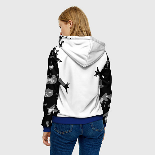 Женская толстовка Doom лого камуфляж текстура / 3D-Синий – фото 4