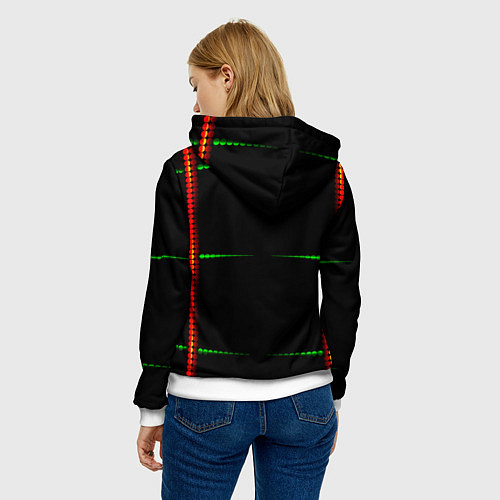 Женская толстовка Color black green orange stripes / 3D-Белый – фото 4