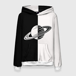 Женская толстовка Сатурн черно-белый