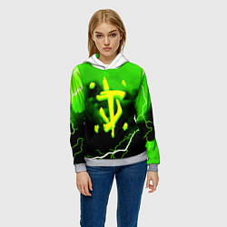 Толстовка-худи женская Doom шторм кислотное лого, цвет: 3D-меланж — фото 2