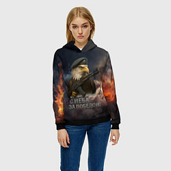 Толстовка-худи женская С неба за победой - орел ВДВ, цвет: 3D-черный — фото 2