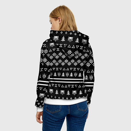 Женская толстовка Doom x witcher pattern / 3D-Белый – фото 4