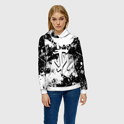 Толстовка-худи женская Doom краски всплеск белые, цвет: 3D-белый — фото 2