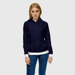 Толстовка-худи женская Color dark blue red crosses, цвет: 3D-белый — фото 2