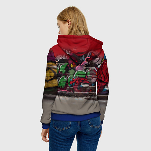 Женская толстовка Bender bending robot and Fry - ai art graffiti / 3D-Синий – фото 4