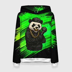Женская толстовка Панда рэпер с микрофоном