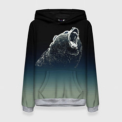 Толстовка-худи женская Бурый в гневе - градиент, цвет: 3D-меланж