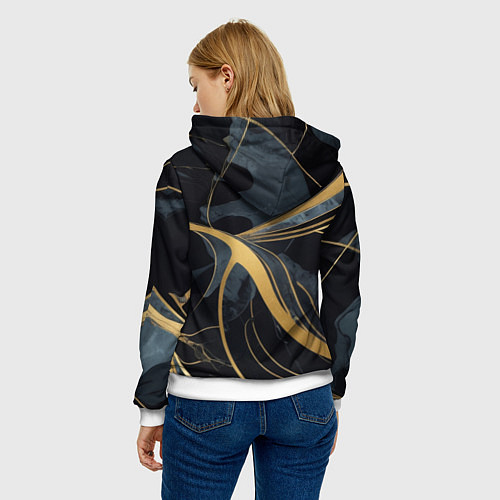 Женская толстовка Мраморный узор с золотыми полосками / 3D-Белый – фото 4