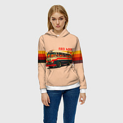 Толстовка-худи женская ПАЗ 652 ретро автобус поп-арт, цвет: 3D-белый — фото 2