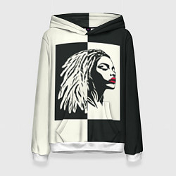 Женская толстовка Девушка с дредами на темно-зеленом