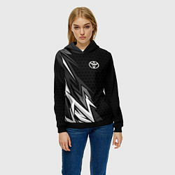 Толстовка-худи женская Toyota - монохром, цвет: 3D-черный — фото 2