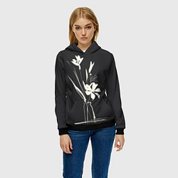 Толстовка-худи женская Ваза с цветами, цвет: 3D-черный — фото 2
