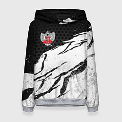 Толстовка-худи женская Федерация бокса России - белый затертый, цвет: 3D-меланж