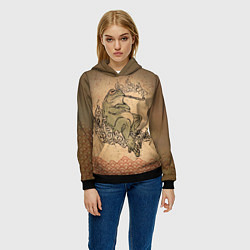 Толстовка-худи женская Лягушка с трубкой, цвет: 3D-черный — фото 2