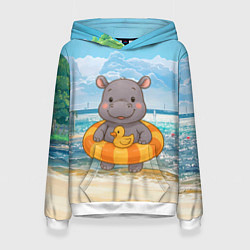 Женская толстовка Бегемотик в плавательном круге с уточкой