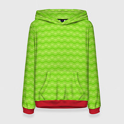 Толстовка-худи женская Зеленый неоновый узор арт деко, цвет: 3D-красный