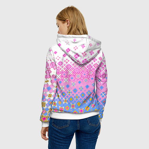 Женская толстовка Розово-голубой узор / 3D-Белый – фото 4