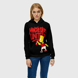Толстовка-худи женская Граффити Манчестер Юнайтед и Барт Симсон, цвет: 3D-черный — фото 2