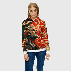 Толстовка-худи женская Ведьмак и птицы, цвет: 3D-белый — фото 2