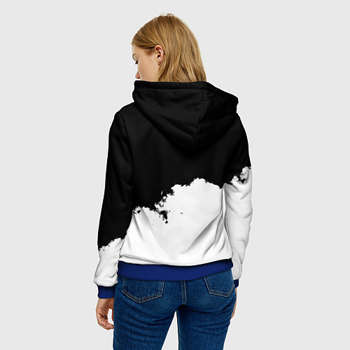 Женская толстовка Монако черно белые краски / 3D-Синий – фото 4