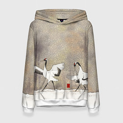 Женская толстовка Журавли зимняя акварель