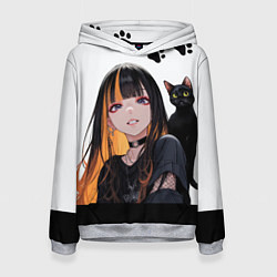 Женская толстовка Девушка и кот