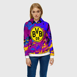 Толстовка-худи женская Borussia абстрактные краски, цвет: 3D-белый — фото 2