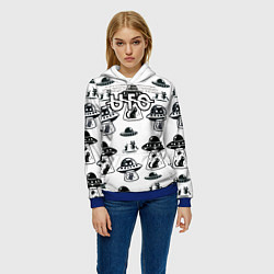 Толстовка-худи женская UFO и котики, цвет: 3D-синий — фото 2