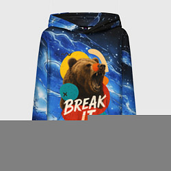 Толстовка-худи женская Break it злой медведь, цвет: 3D-синий