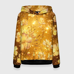 Женская толстовка Цветочный золотой с искрами