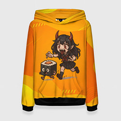 Женская толстовка Девочка дьявол бежит за роллом