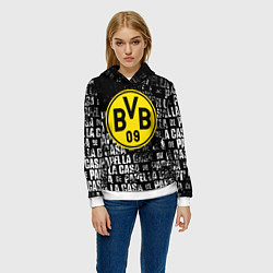 Толстовка-худи женская Borussia мафия текстура надписи, цвет: 3D-белый — фото 2