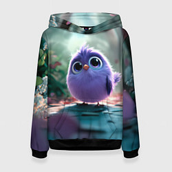 Толстовка-худи женская Круглый удивленный птенец, цвет: 3D-черный
