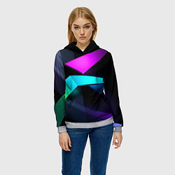 Толстовка-худи женская Neon colored geometric, цвет: 3D-меланж — фото 2
