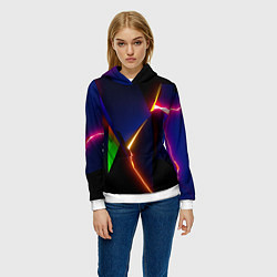 Толстовка-худи женская Neon colored geometric, цвет: 3D-белый — фото 2