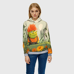 Толстовка-худи женская Маленький Шрек с рыжими волосами, цвет: 3D-меланж — фото 2