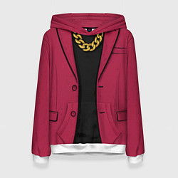 Толстовка-худи женская Малиновый пиджак - новый русский 90-е, цвет: 3D-белый