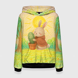 Женская толстовка Заяц обнимает кактус