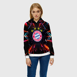 Толстовка-худи женская Бавария Мюнхен неоновая абстракция, цвет: 3D-белый — фото 2