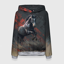 Толстовка-худи женская Лошадь в прыжке, цвет: 3D-меланж