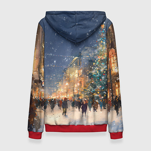 Женская толстовка Новый год в Москве новогодняя елка / 3D-Красный – фото 2
