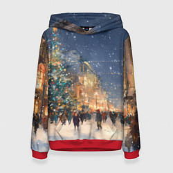Женская толстовка Новый год в Москве новогодняя елка