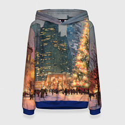 Женская толстовка Москва - сити и новогодняя елка