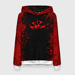 Толстовка-худи женская Эмблема hitman на черном фоне, цвет: 3D-белый